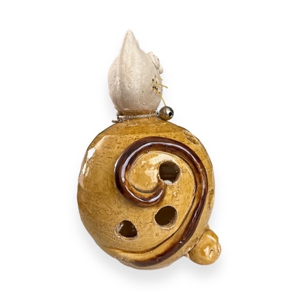 Handmade Stoneware Fat Cat Pottery Lamp Sculpture Tealight Candle Lantern Holder - Picture 2 of 10